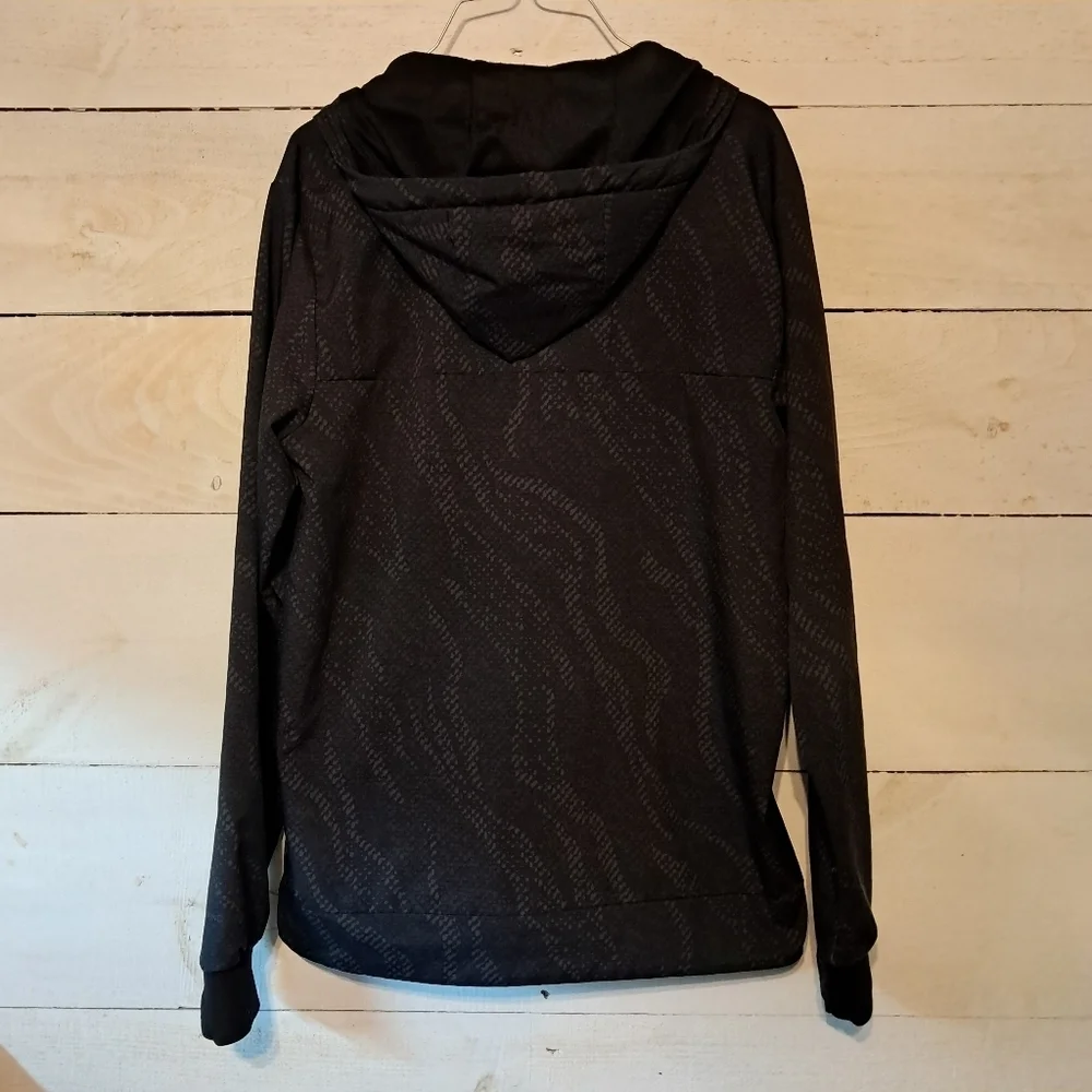 The North Face Mens Full Zip Jacket Size Small Black Pattern Windwall Hooded